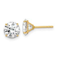 14k Polished 7mm CZ Stud Post Earrings-XE3275CZ