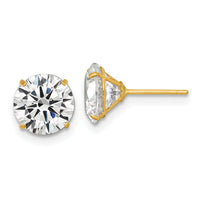 14k Polished 8mm CZ Stud Post Earrings-XE3276CZ