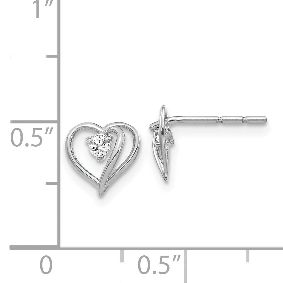 14k White Gold AA Diamond Heart Earrings-XE40WAA
