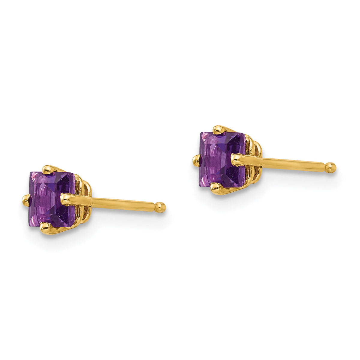 14k 4mm Princess Cut Amethyst Earrings-XE60AM