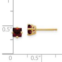 14k 4mm Princess Cut Garnet Earrings-XE60GA