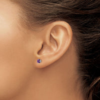 14k White Gold 4mm Princess Cut Amethyst Earrings-XE60WAM