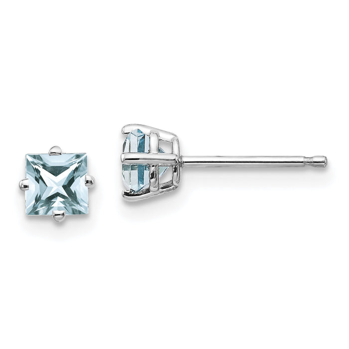 14k White Gold Aquamarine Earrings-XE60WAQ-B