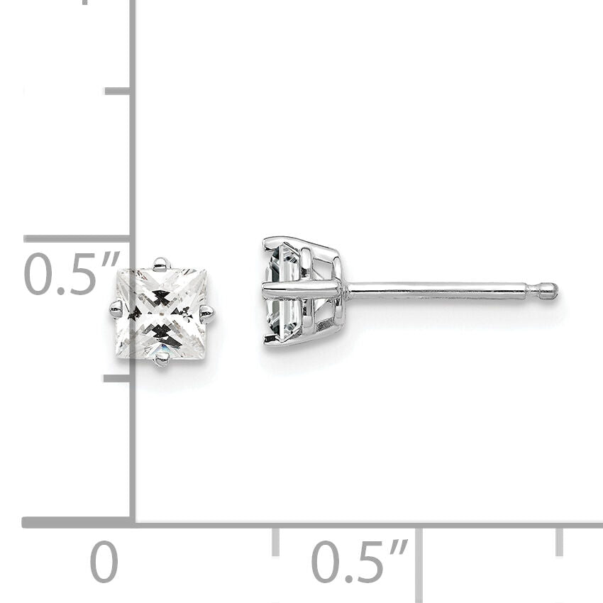 14k White Gold 4mm Cubic Zirconia Earrings-XE60WCZ