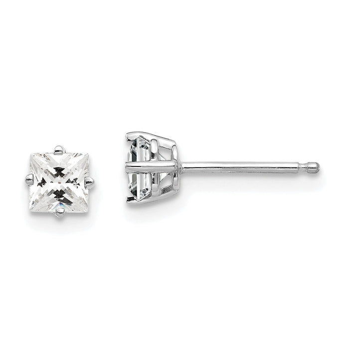 14k White Gold 4mm Cubic Zirconia Earrings-XE60WCZ