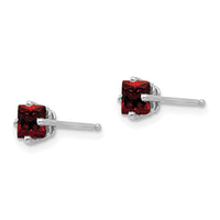 14k White Gold 4mm Princess Cut Garnet Earrings-XE60WGA