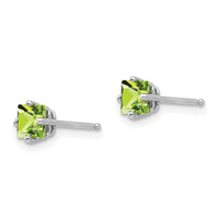 14k White Gold 4mm Square Step Cut Peridot Earrings-XE60WPE