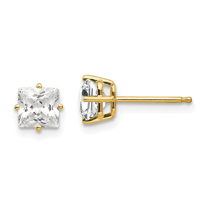 14k 5mm Cubic Zirconia Earrings-XE61CZ