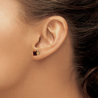 14k 5mm Princess Cut Garnet Earrings-XE61GA