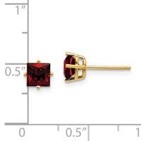 14k 5mm Princess Cut Garnet Earrings-XE61GA