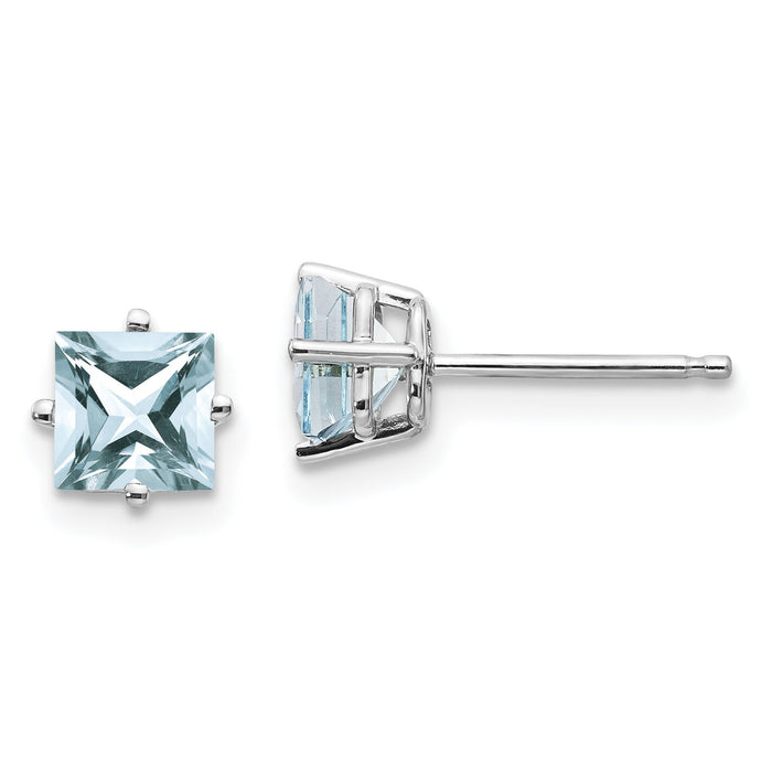14k White Gold Aquamarine Earrings-XE61WAQ-B