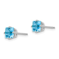 14k White Gold 5mm Princess Cut Blue Topaz Earrings-XE61WBT
