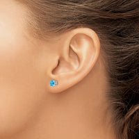 14k White Gold 5mm Princess Cut Blue Topaz Earrings-XE61WBT