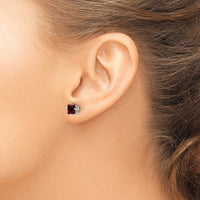 14k White Gold 5mm Princess Cut Garnet Earrings-XE61WGA
