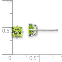 14k White Gold 5mm Square Step Cut Peridot Earrings-XE61WPE
