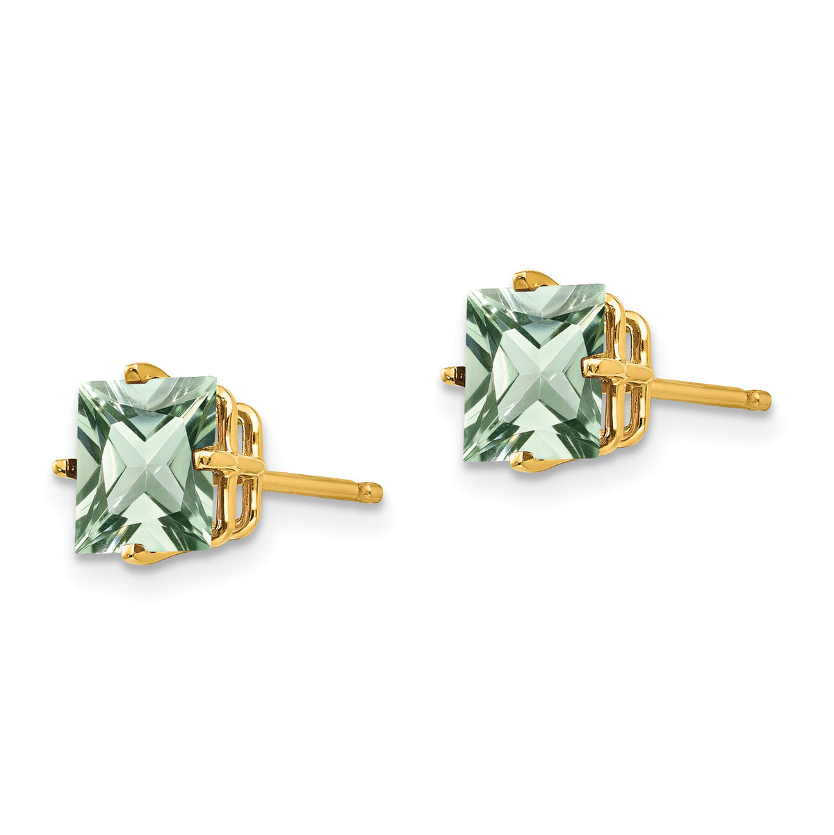 14k 6mm Square Green Quartz Earrings-XE62AG