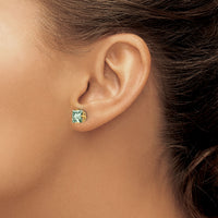 14k 6mm Square Green Quartz Earrings-XE62AG
