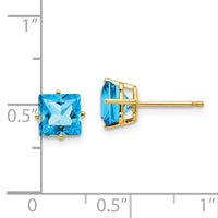 14k 6mm Princess Cut Blue Topaz Earrings-XE62BT