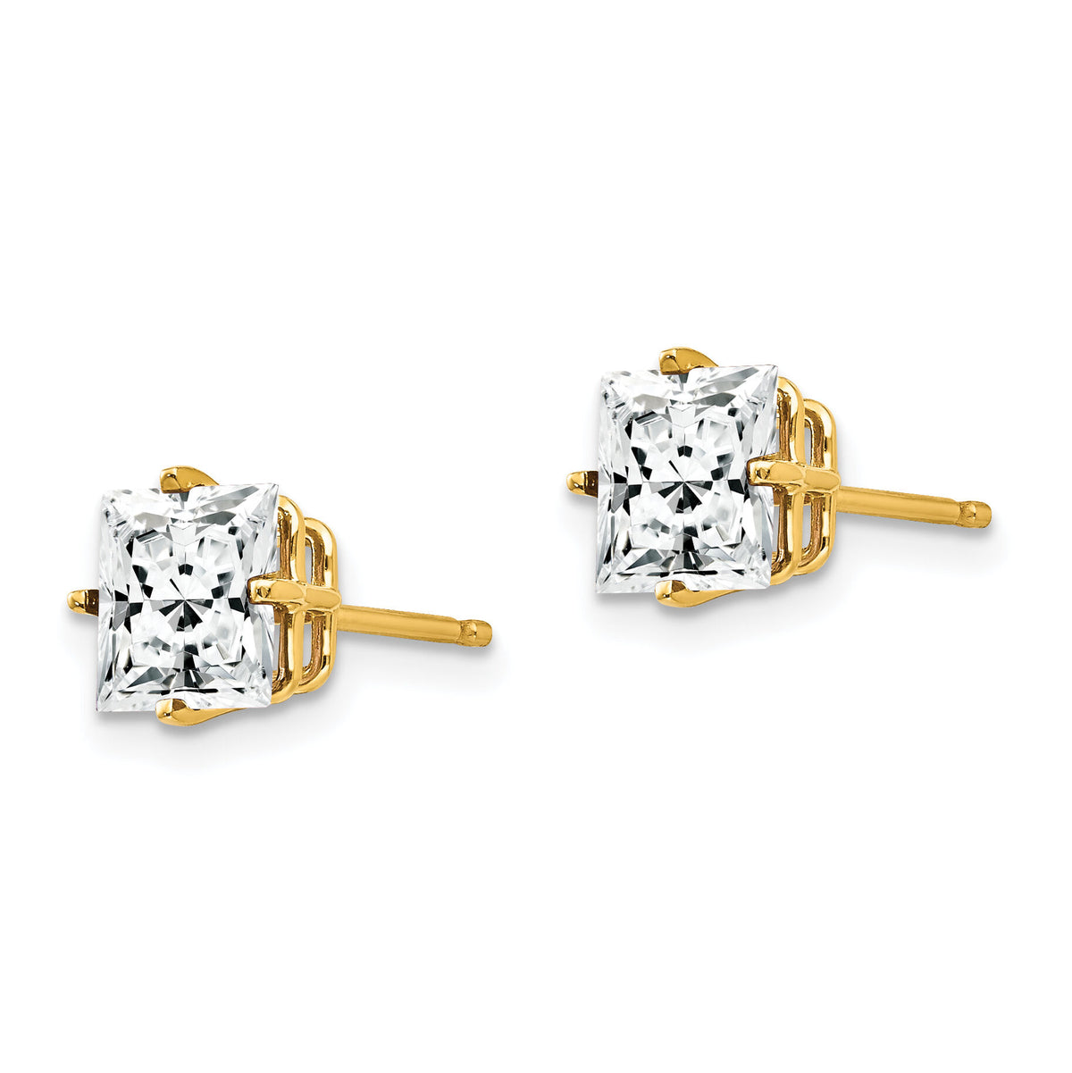 14k 6mm Princess Cut Cubic Zirconia Earrings-XE62CZ