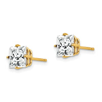 14k 6mm Princess Cut Cubic Zirconia Earrings-XE62CZ