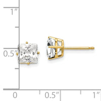 14k 6mm Princess Cut Cubic Zirconia Earrings-XE62CZ