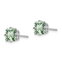 14kw 6mm Square Green Quartz Earrings-XE62WAG