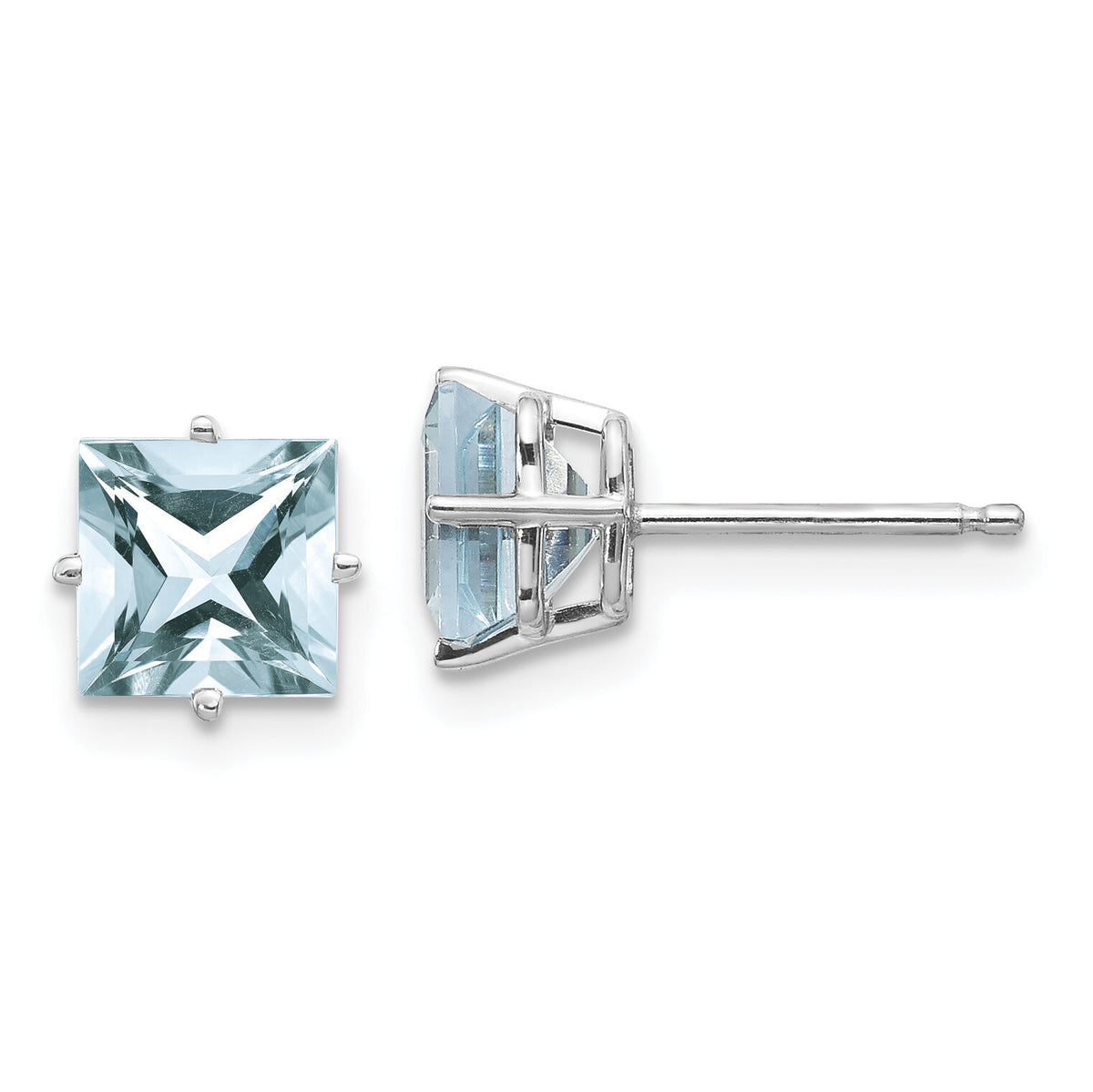 14k White Gold Aquamarine Earrings-XE62WAQ-B