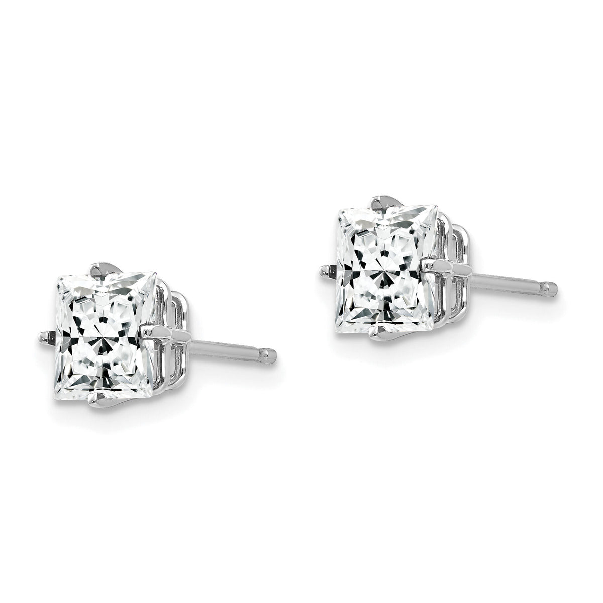 14k White Gold 6mm Princess Cut Cubic Zirconia Earrings-XE62WCZ