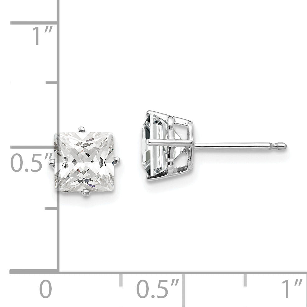 14k White Gold 6mm Princess Cut Cubic Zirconia Earrings-XE62WCZ