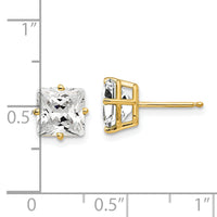 14k 7mm Princess Cut Cubic Zirconia earring-XE63CZ