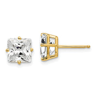 14k 7mm Princess Cut Cubic Zirconia earring-XE63CZ
