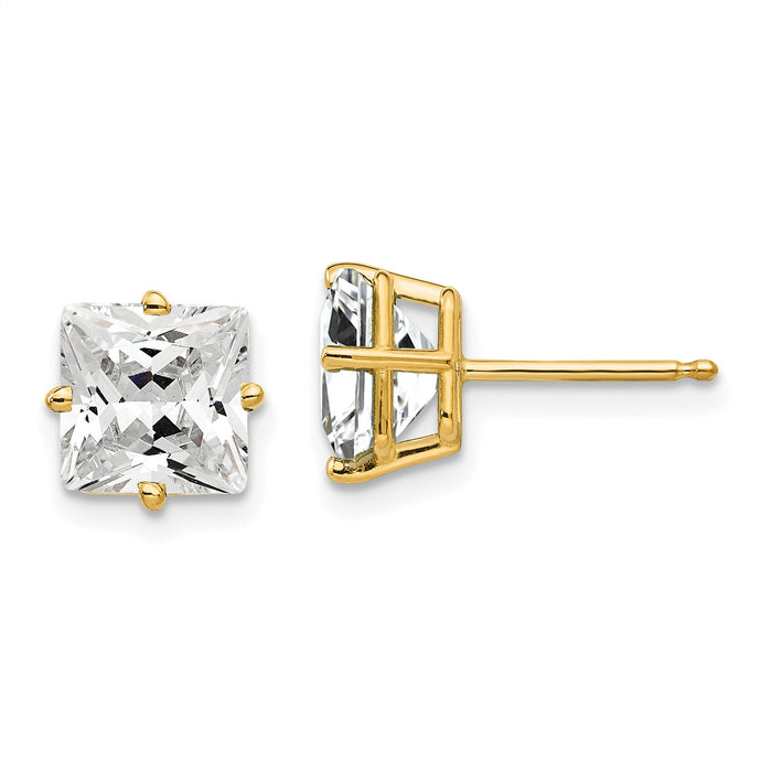 14k 7mm Princess Cut Cubic Zirconia earring-XE63CZ