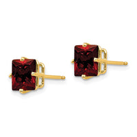 14k 7mm Princess Cut Garnet Earrings-XE63GA