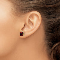 14k 7mm Princess Cut Garnet Earrings-XE63GA