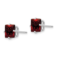 14k White Gold 7mm Princess Cut Garnet Earrings-XE63WGA