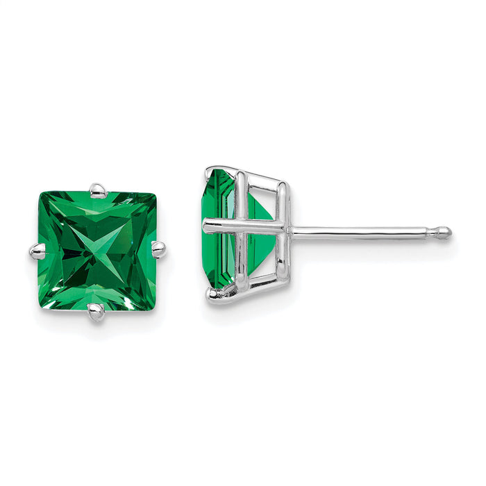 14k White Gold 7mm Princess Cut Mount St. Helens Earrings-XE63WMS