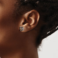 14kw 7mm Square Smoky Quartz Earrings-XE63WSQ