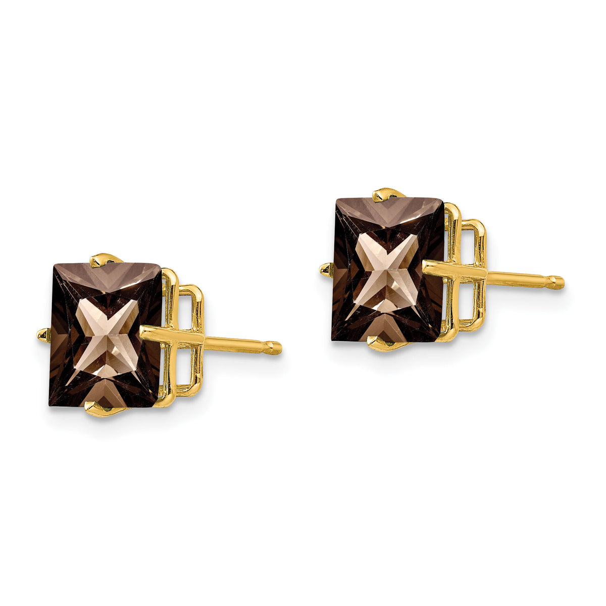 14k 8mm Square Smoky Quartz Earrings-XE64SQ