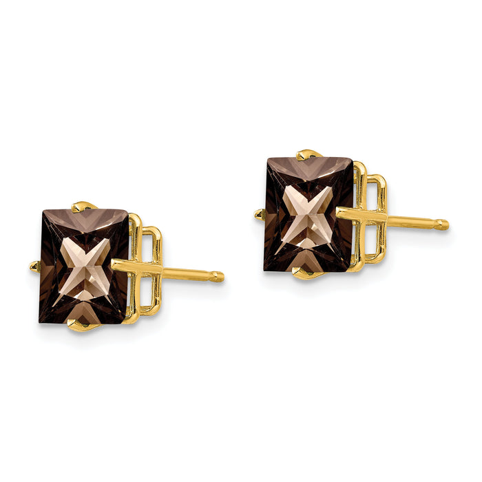 14k 8mm Square Smoky Quartz Earrings-XE64SQ