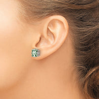 14kw Princess 4-Prong 8.0mm Green Quartz Earrings-XE64WAG