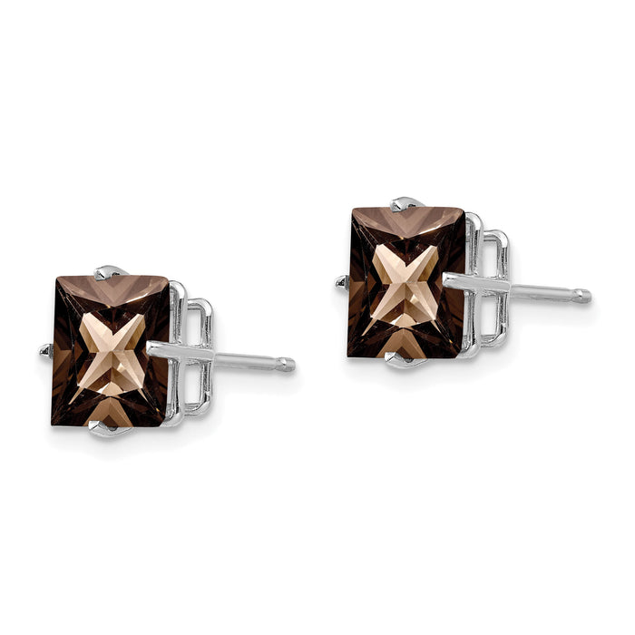 14kw Princess 4-Prong 8.0mm Smoky Quartz Earrings-XE64WSQ