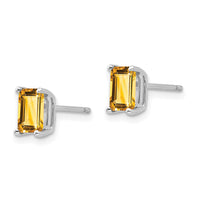 14k White Gold 6x4mm Emerald Cut Citrine Earrings-XE65WCI
