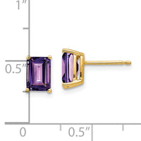 14k 7x5mm Emerald Cut Amethyst Earrings-XE66AM