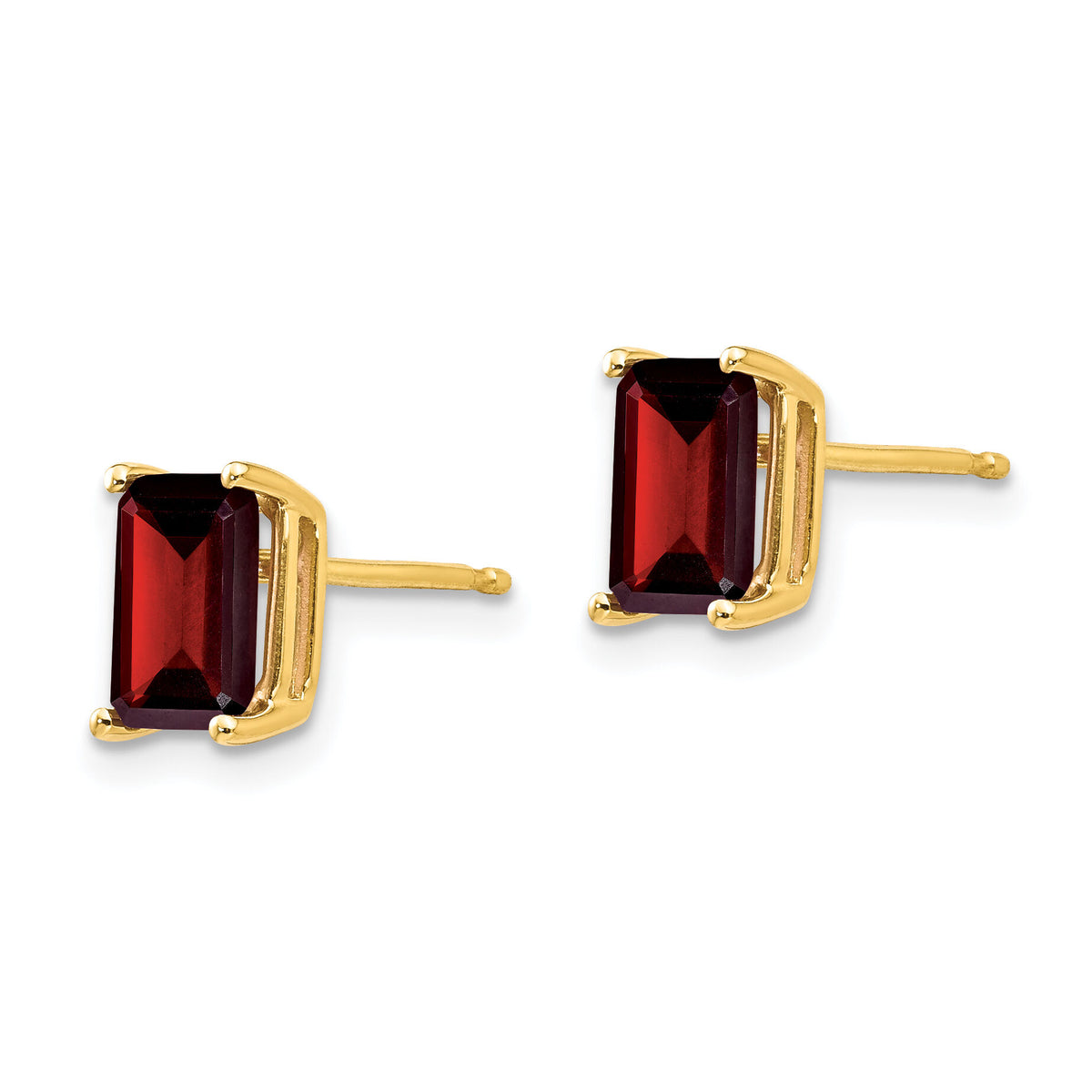 14k 7x5mm Emerald Cut Garnet Earrings-XE66GA