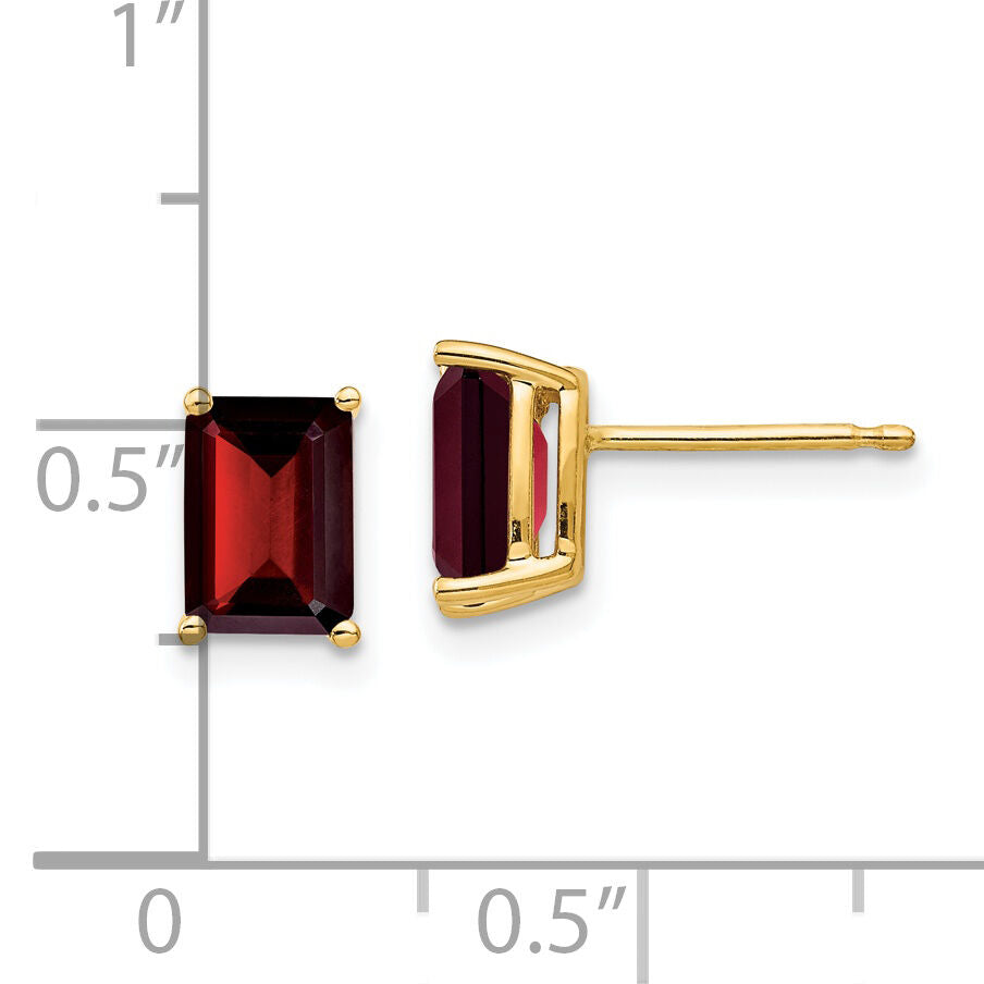 14k 7x5mm Emerald Cut Garnet Earrings-XE66GA