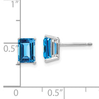 14k White Gold 7x5mm Emerald Cut Blue Topaz Earrings-XE66WBT