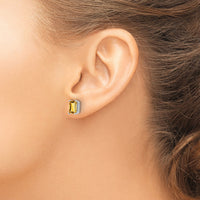 14k White Gold 7x5mm Emerald Cut Citrine Earrings-XE66WCI