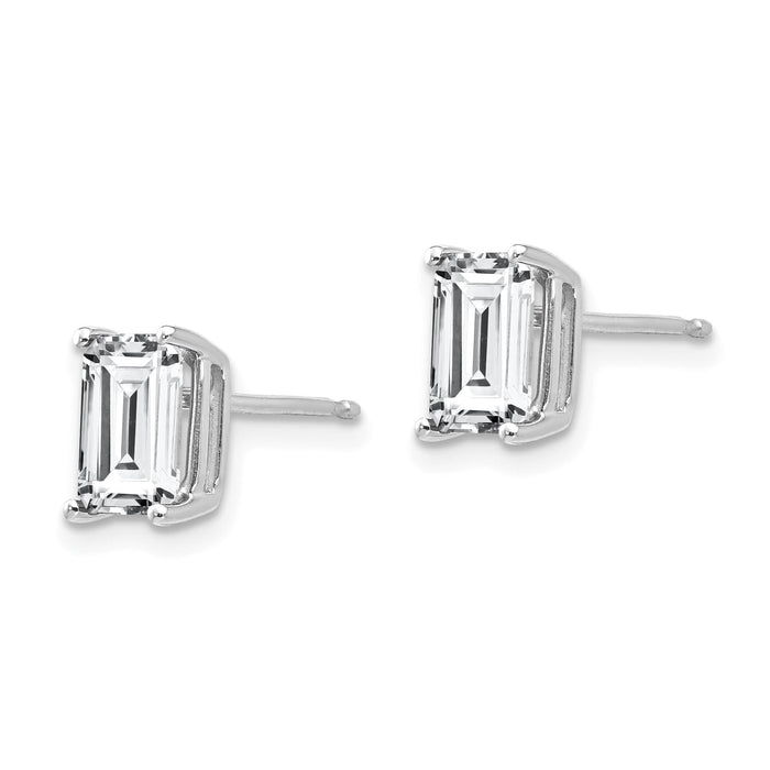 14k White Gold 7x5mm Radiant Cut Cubic Zirconia Earrings-XE66WCZ