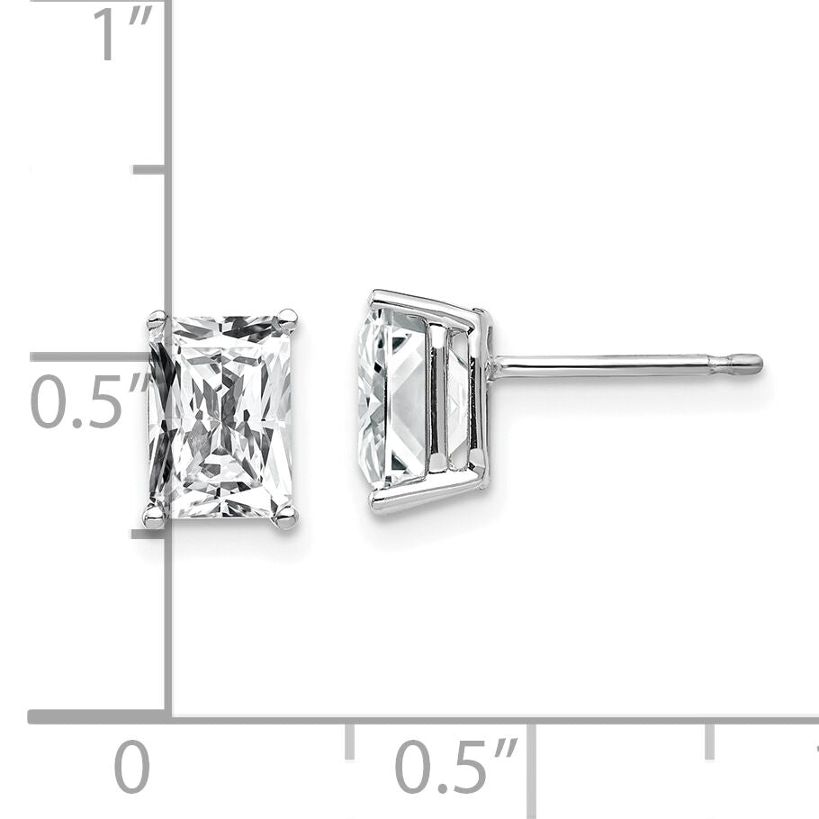14k White Gold 7x5mm Radiant Cut Cubic Zirconia Earrings-XE66WCZ