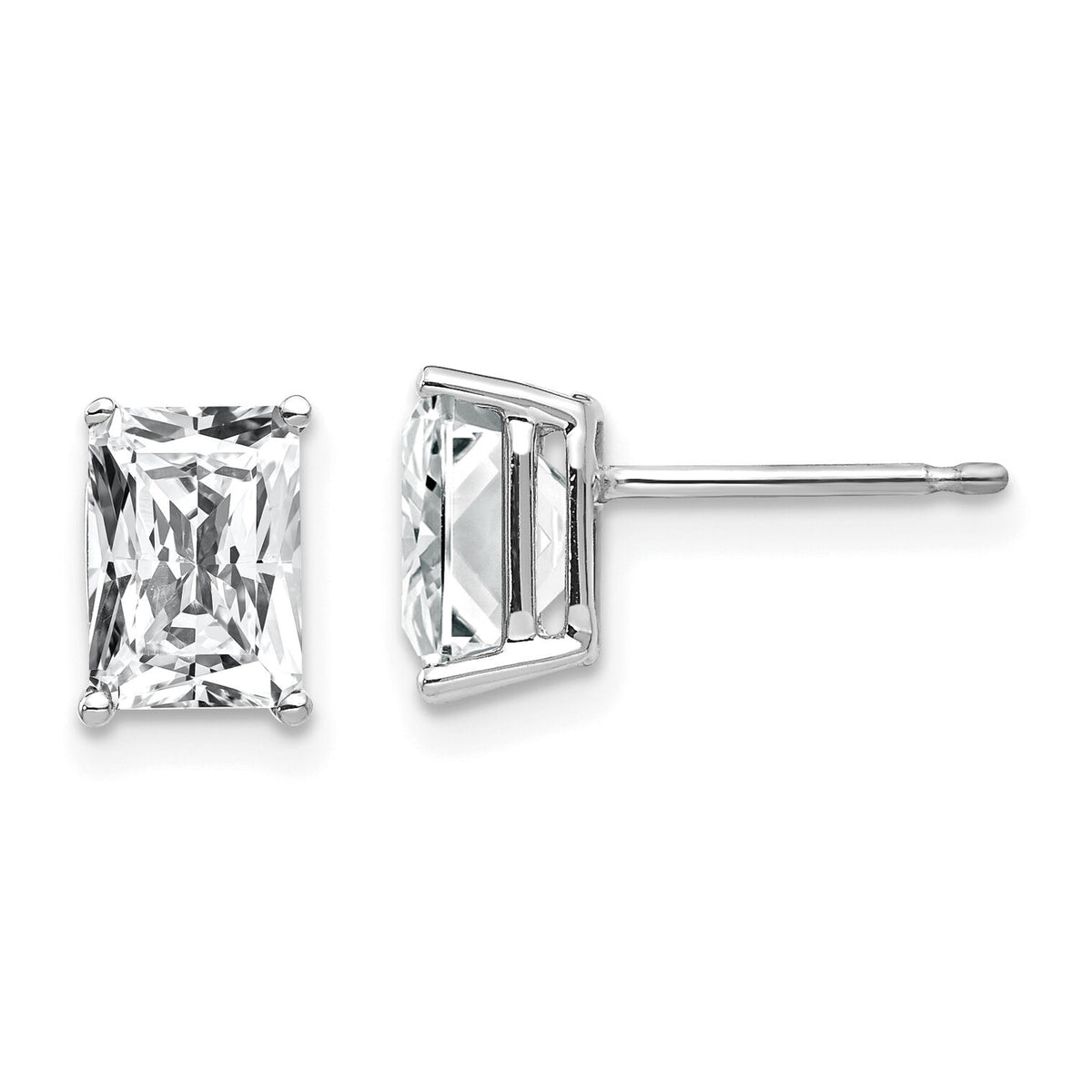 14k White Gold 7x5mm Radiant Cut Cubic Zirconia Earrings-XE66WCZ